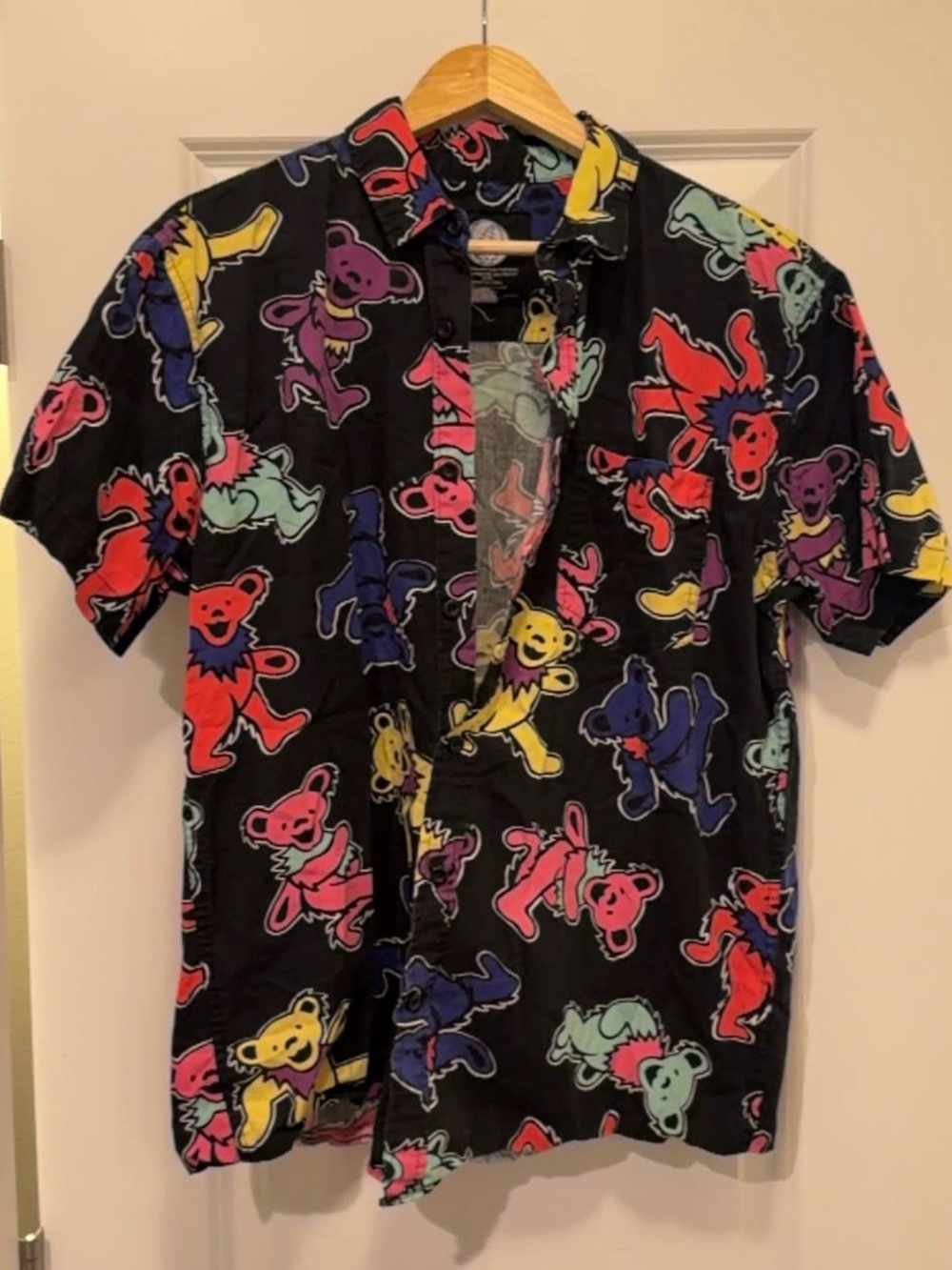 Grateful Dead Black Button-Front Shirt with Multicolor Dancing Bears